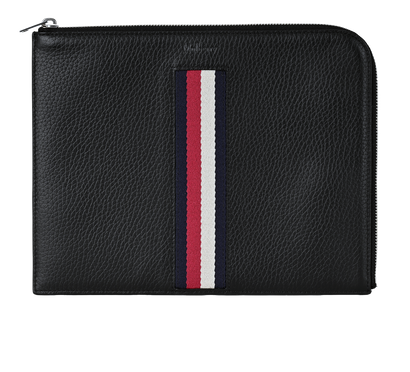 Mulberrry Stripes Tech Pouch, £150, Accessories, Black, Leather, Front view